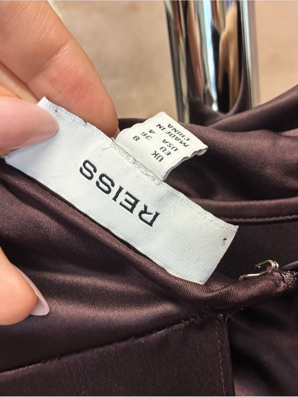 Reiss Elegant Satin Evening Gown in Deep Plum size 4 MSRP $600 - Picture 5 of 5